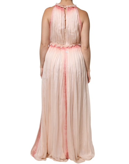 Alberta Ferretti – Ärmelloses, plissiertes Maxikleid in A-Linie, Rosa