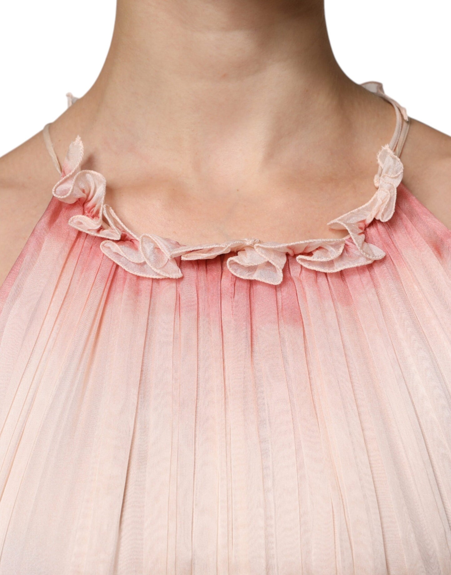Alberta Ferretti – Ärmelloses, plissiertes Maxikleid in A-Linie, Rosa