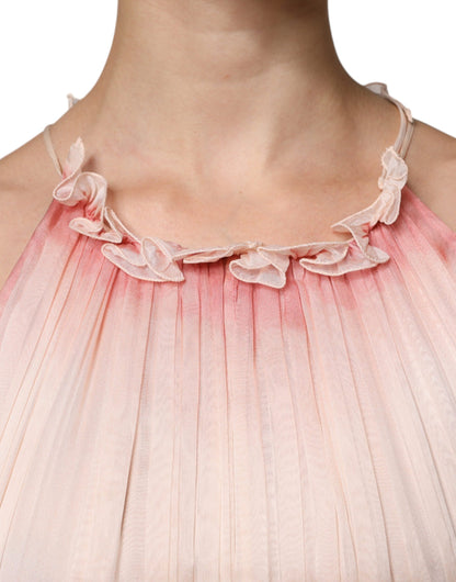 Alberta Ferretti – Ärmelloses, plissiertes Maxikleid in A-Linie, Rosa