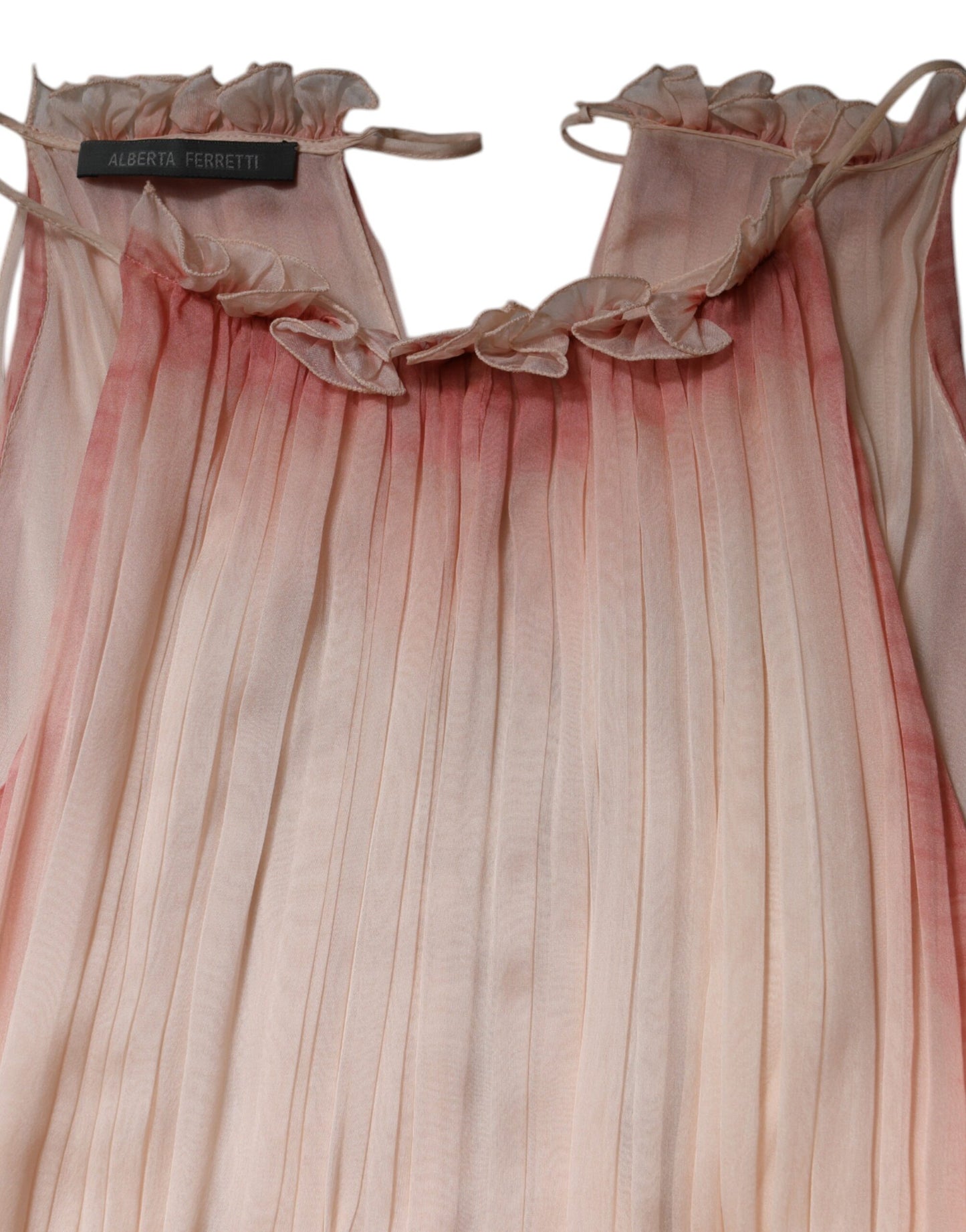 Alberta Ferretti – Ärmelloses, plissiertes Maxikleid in A-Linie, Rosa