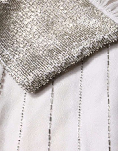 Christian Pellizzari – Langes Maxikleid mit Verzierung in Off-White