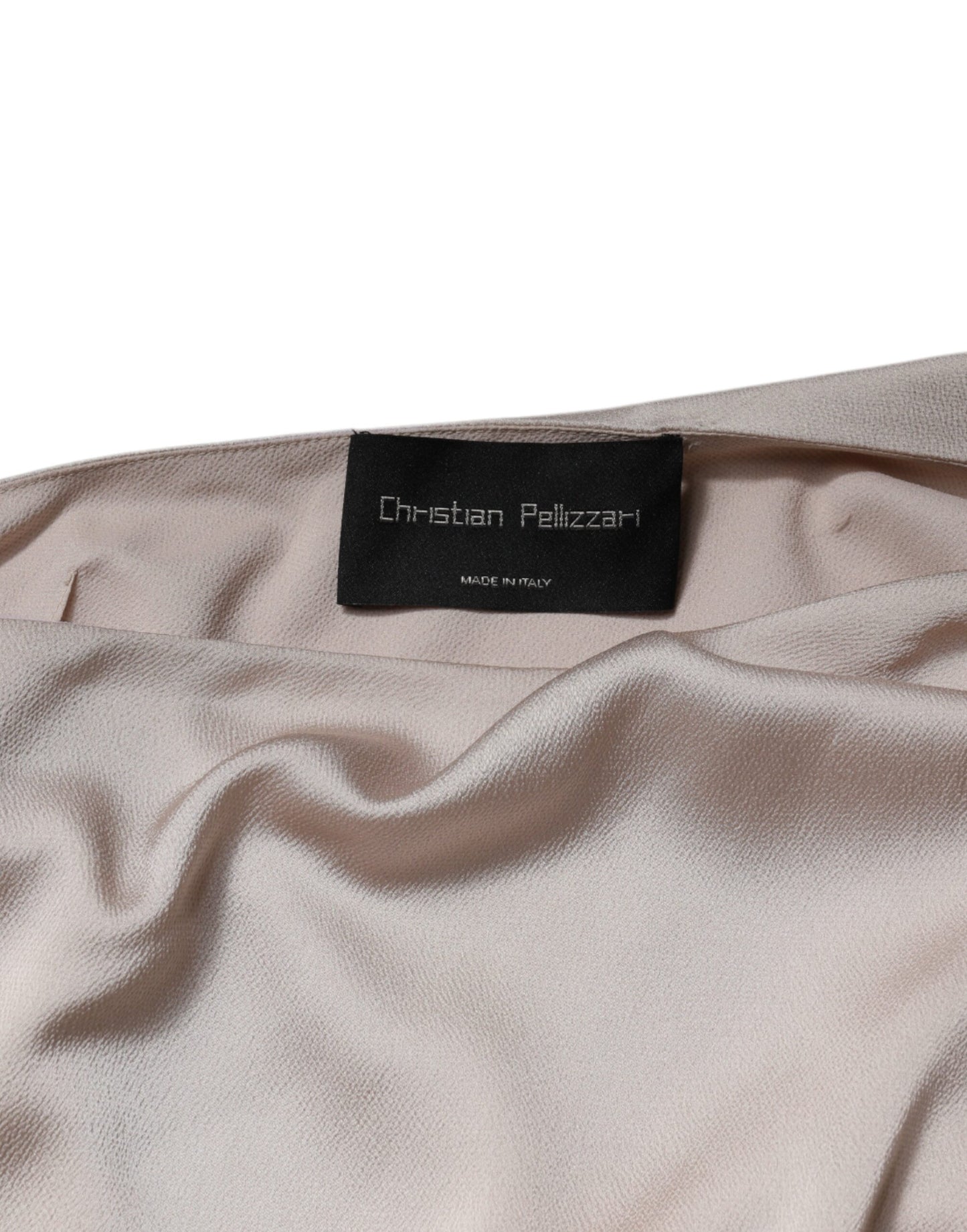 Christian Pellizzari Beiges asymmetrisches Drapiertes Kleid mit One-Shoulder-Träger