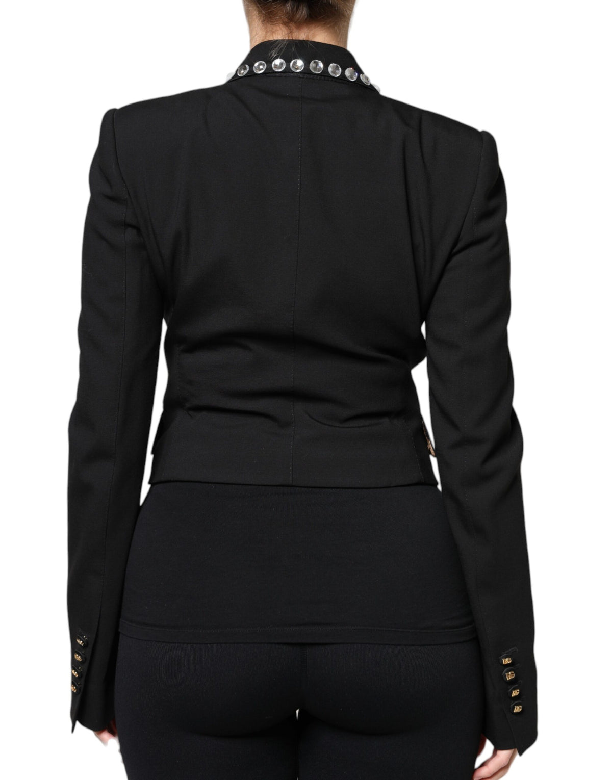 Dolce &amp; Gabbana – Zweireihige Blazerjacke mit schwarzem Kristall