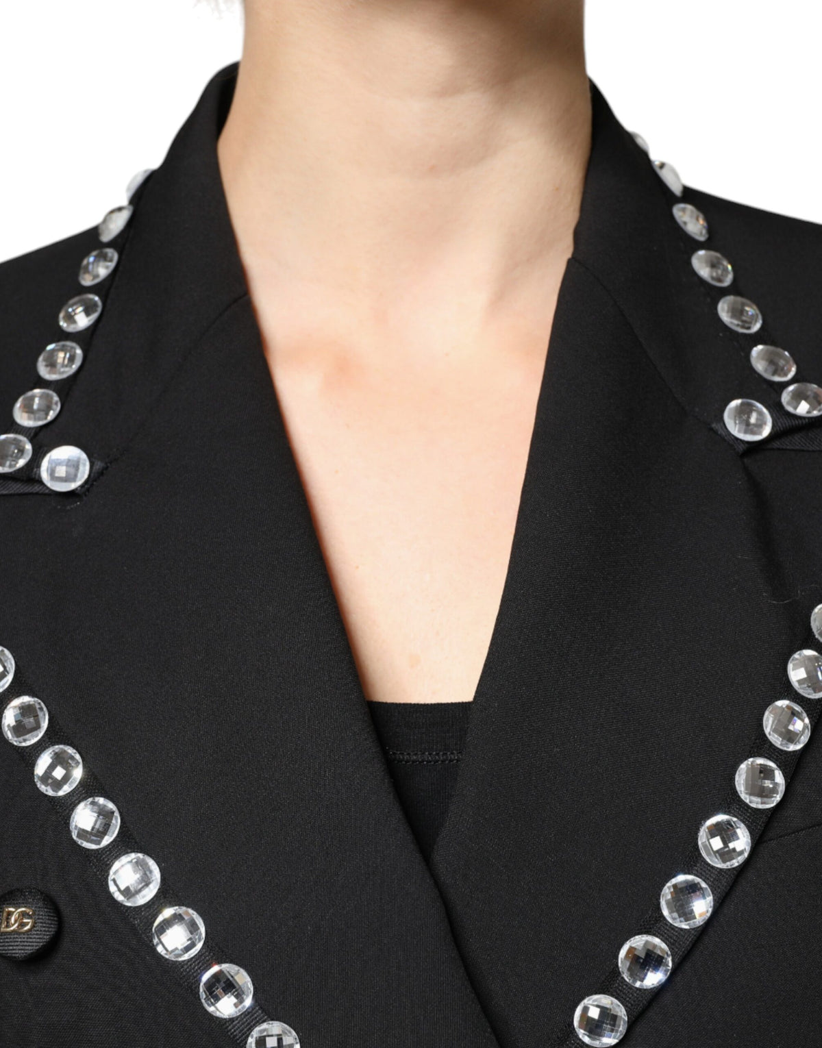 Dolce &amp; Gabbana – Zweireihige Blazerjacke mit schwarzem Kristall