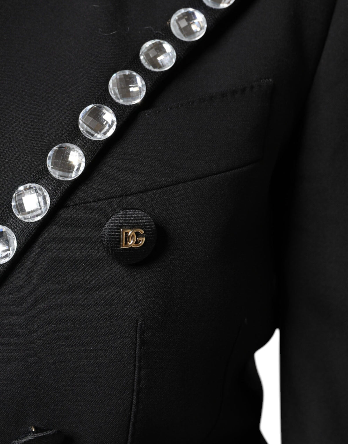 Dolce &amp; Gabbana – Zweireihige Blazerjacke mit schwarzem Kristall