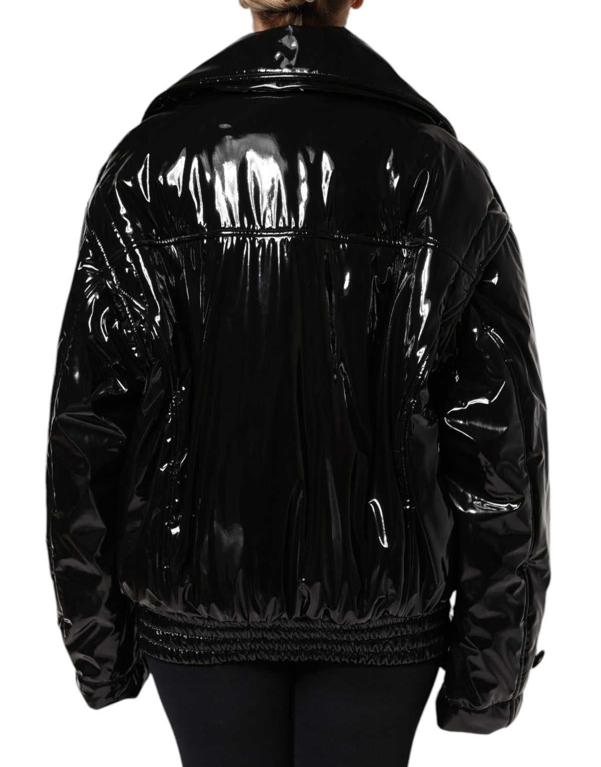 Dolce &amp; Gabbana – Schwarze Blousonjacke aus Polyester mit Knopfleiste