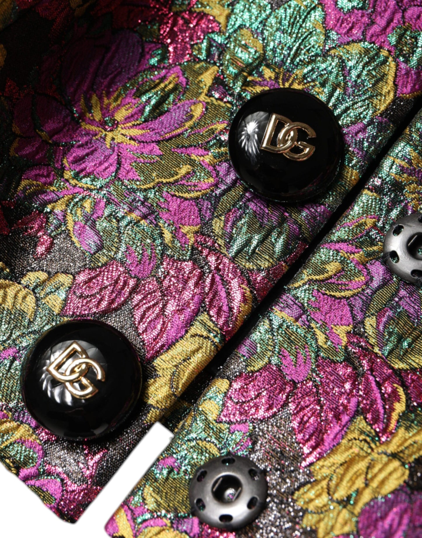Dolce &amp; Gabbana – Kurze Jacquard-Jacke mit mehrfarbigem Blumenmuster