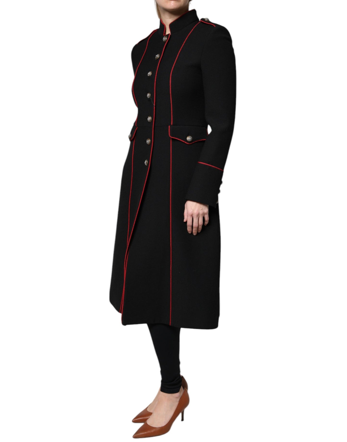 Dolce &amp; Gabbana – Schwarze, einreihige Trenchcoat-Jacke
