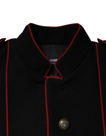 Dolce &amp; Gabbana – Schwarze, einreihige Trenchcoat-Jacke