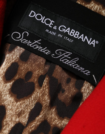 Dolce &amp; Gabbana Rote Jacquard-Trenchcoat-Jacke aus Wolle für Damen