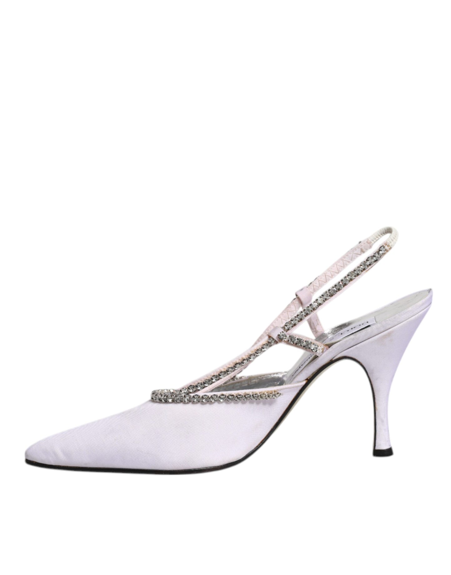 Dolce &amp; Gabbana Weiße Slingbacks mit Strass-Kristallen