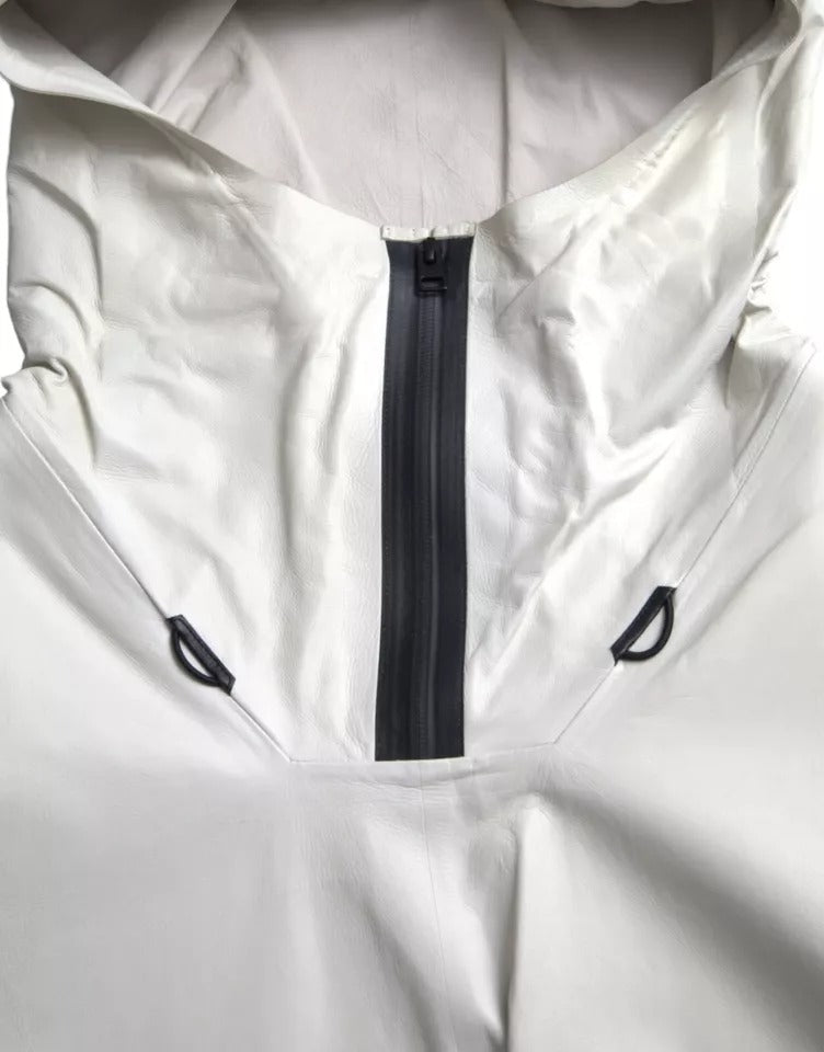 Bottega Veneta Herren Wasserdichte Jacke Blouson aus weißem Leder