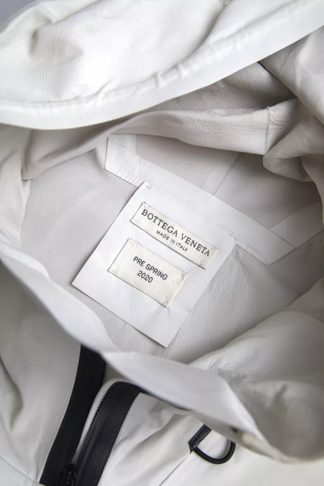 Bottega Veneta Herren Wasserdichte Jacke Blouson aus weißem Leder
