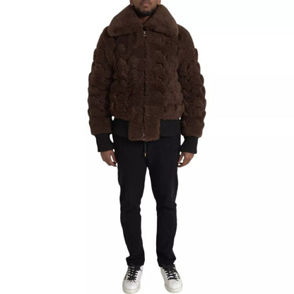 Bottega Veneta Braune Pelz-Lamm-Shearling-Manteljacke