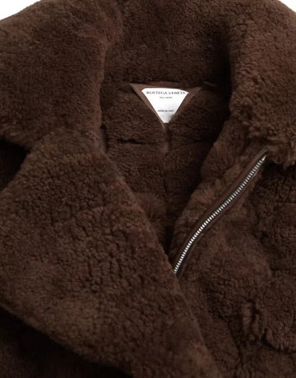 Bottega Veneta Braune Pelz-Lamm-Shearling-Manteljacke