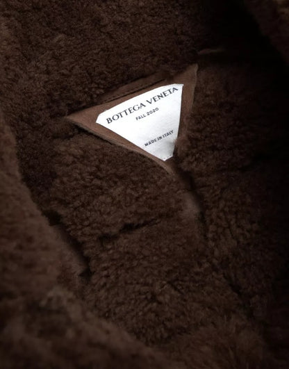 Bottega Veneta Braune Pelz-Lamm-Shearling-Manteljacke