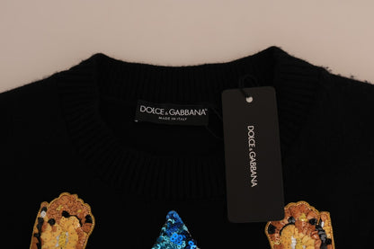 Dolce &amp; Gabbana – Fairy Tale – Schwarzer Kaschmirpullover mit Kristallen