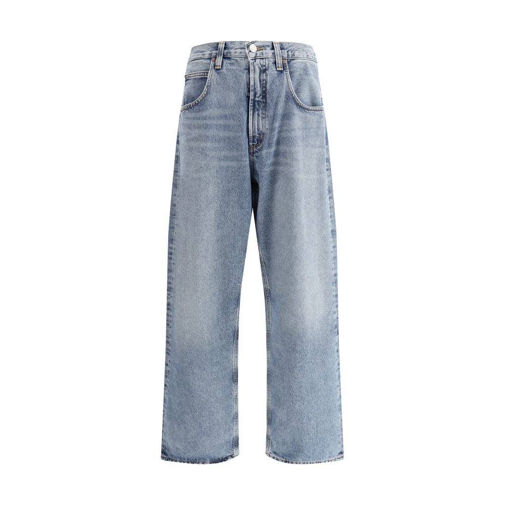 Agolde Hellblaue Baumwolljeans mit hohem Bund