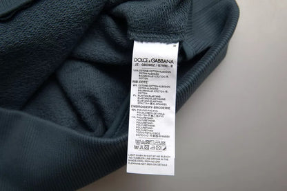 Dolce &amp; Gabbana Blauer Baumwollpullover mit Logo-Aufnäher und Rundhalsausschnitt für Herren
