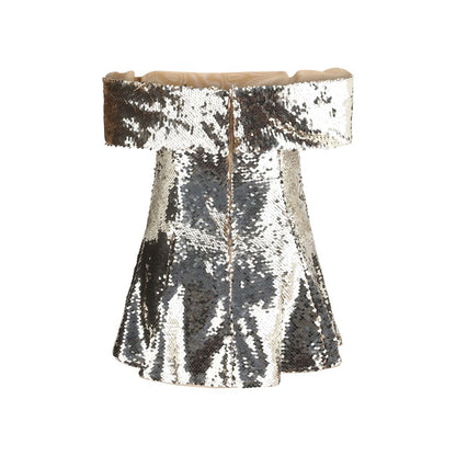 Cocktailkleid aus goldfarbenem Polyester von Self-Portrait