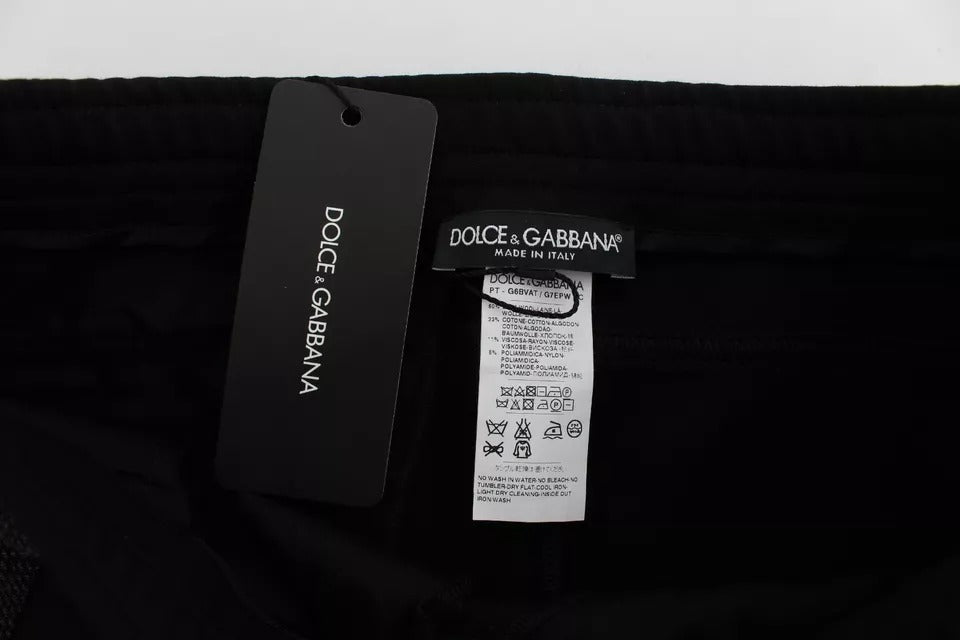Dolce &amp; Gabbana Schwarz Grau Wolle Casual Hose Streifen Hose