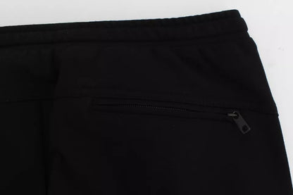 Dolce &amp; Gabbana Schwarz Grau Wolle Casual Hose Streifen Hose
