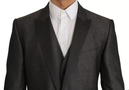 Dolce &amp; Gabbana Grauer MARTINI 2-teiliger Weste-Mantel-Blazer