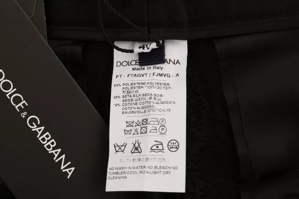 Dolce &amp; Gabbana – Schwarze, geblümte Brokathose mit hoher Taille