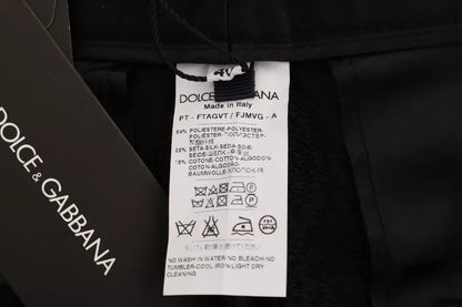 Dolce &amp; Gabbana – Schwarze, geblümte Brokathose mit hoher Taille