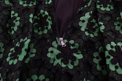 Dolce &amp; Gabbana – Grünes Ricamo-A-Linien-Etuikleid mit Blumenmuster