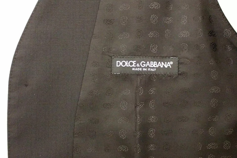 Dolce &amp; Gabbana Schwarzes Woll-Seidenkleid, Weste, Jacke, Weste