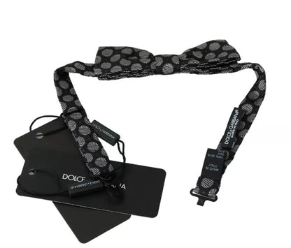 Dolce &amp; Gabbana Schwarze Seidenkrawatte mit Kreisen für Herren