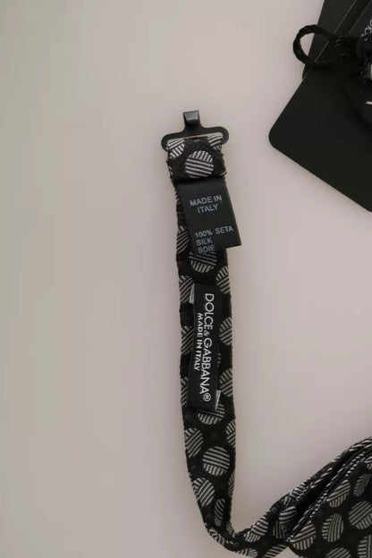 Dolce &amp; Gabbana Schwarze Seidenkrawatte mit Kreisen für Herren