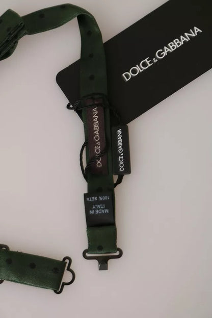 Dolce &amp; Gabbana Grüne Seidenkrawatte mit Punkten für Herren