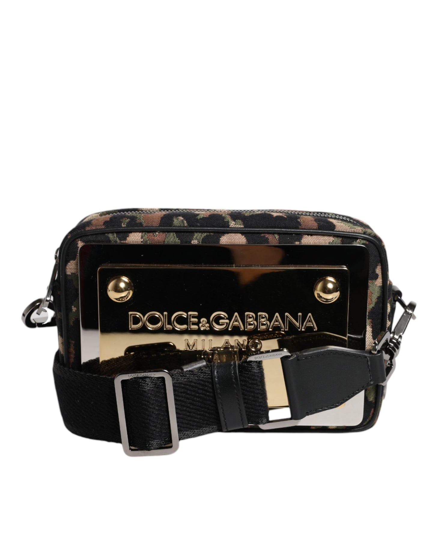 Dolce &amp; Gabbana – Mehrfarbige Umhängetasche aus Jacquard mit DG-Logo und Leopardenmuster
