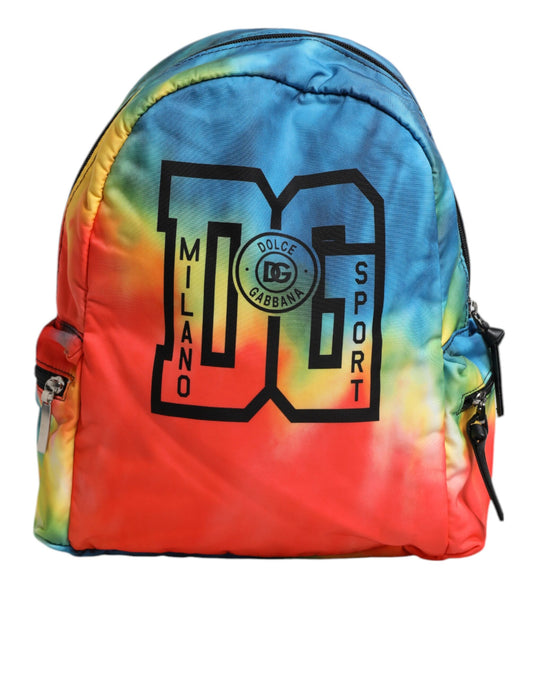 Dolce & Gabbana – Mehrfarbiger Rucksack aus Nylon mit Batikmuster und Logo-Print für Kinder