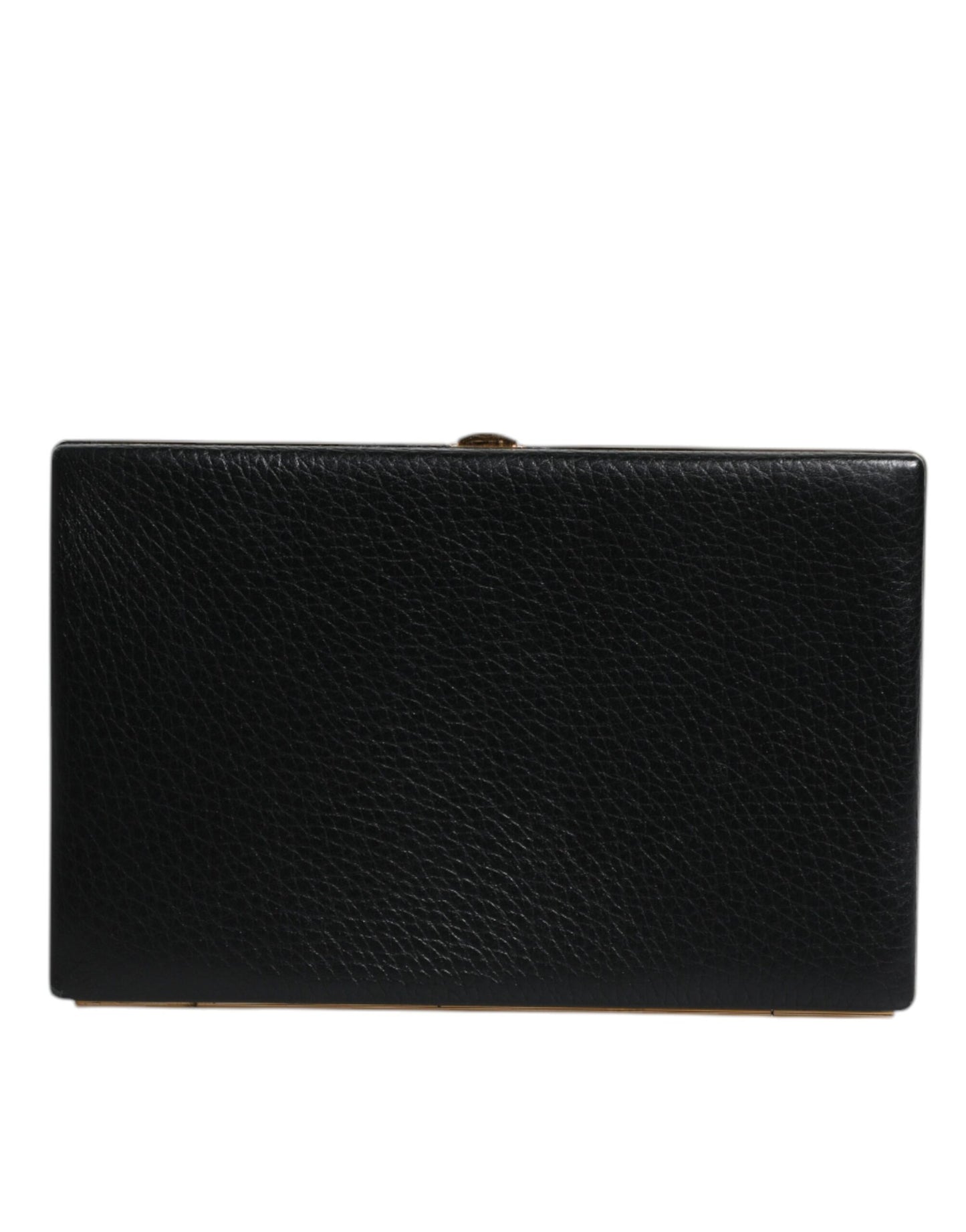 Dolce &amp; Gabbana Schwarzes Leder Goldrahmen Clutch Abend Party Handtasche