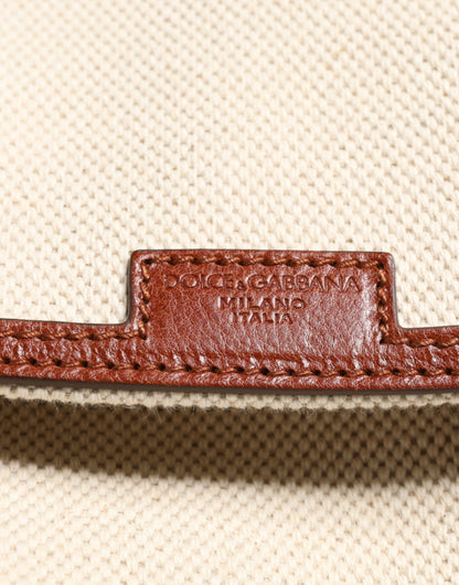Dolce &amp; Gabbana Reiserucksack aus beige-braunem Canvas-Leder
