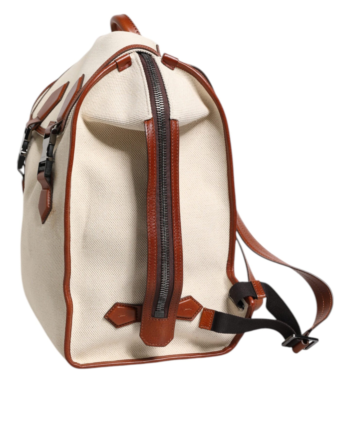 Dolce &amp; Gabbana Reiserucksack aus beige-braunem Canvas-Leder