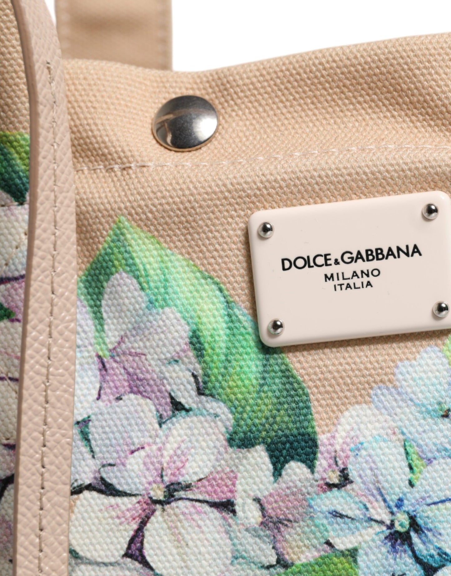Dolce &amp; Gabbana – TANIA – Tragetasche aus Canvas mit mehrfarbigem Blumenmuster und Henkel