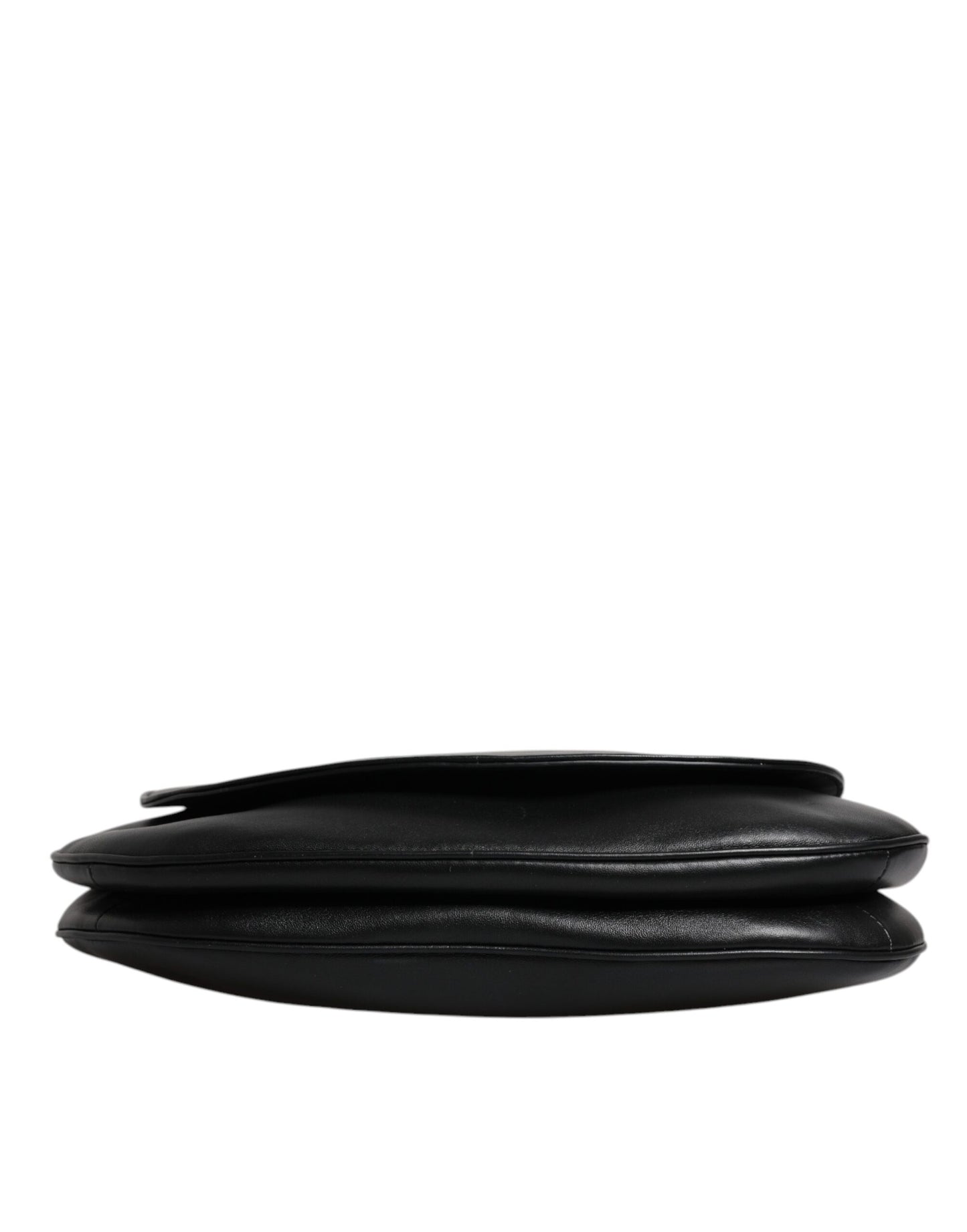 Dolce &amp; Gabbana – Sattel-Umhängetasche aus schwarzem Leder mit Klappe