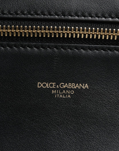 Dolce &amp; Gabbana – Gothic-Umhängetasche aus schwarzem Kalbsleder
