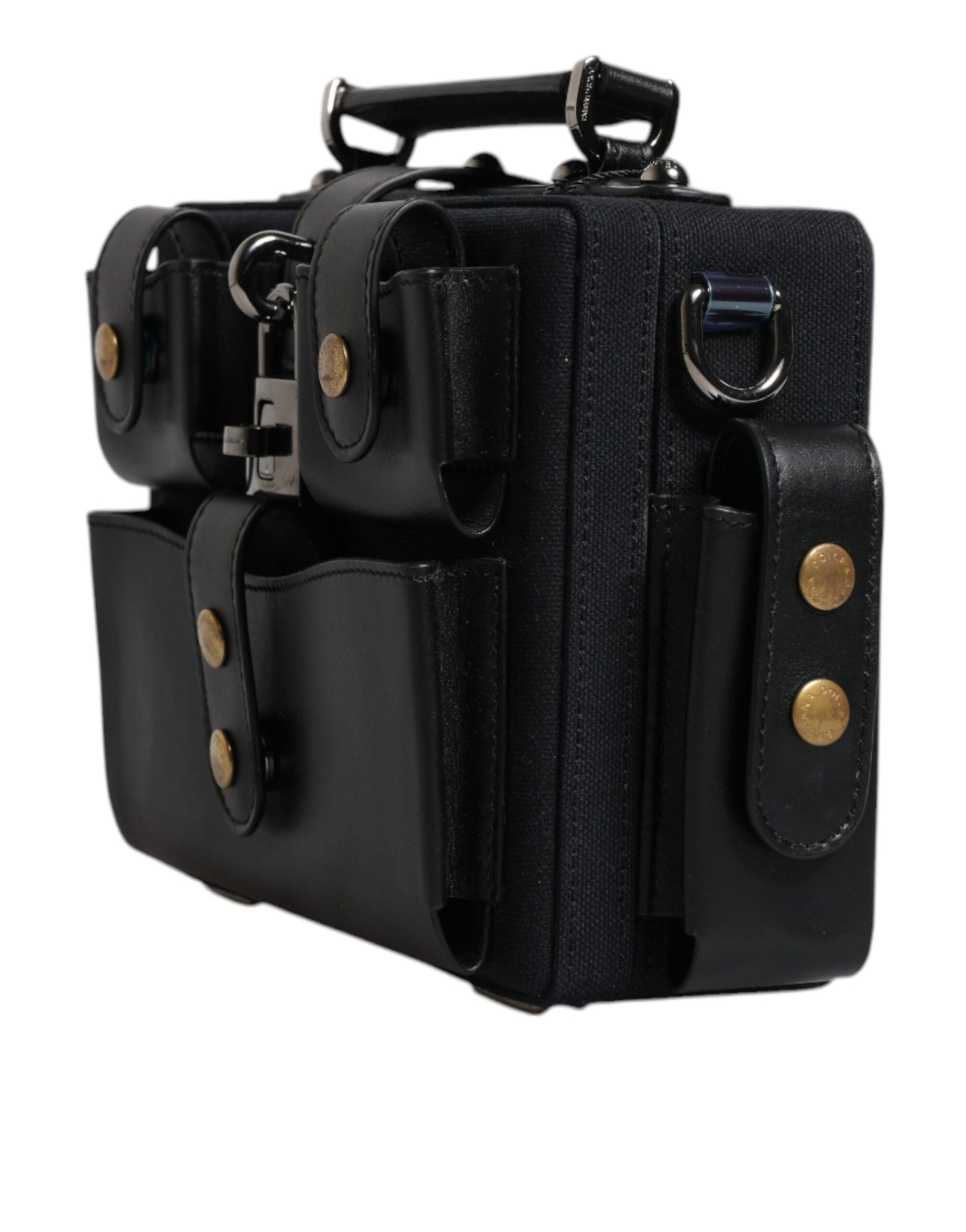 Dolce &amp; Gabbana – Umhängetasche aus schwarzem Leder mit Henkel