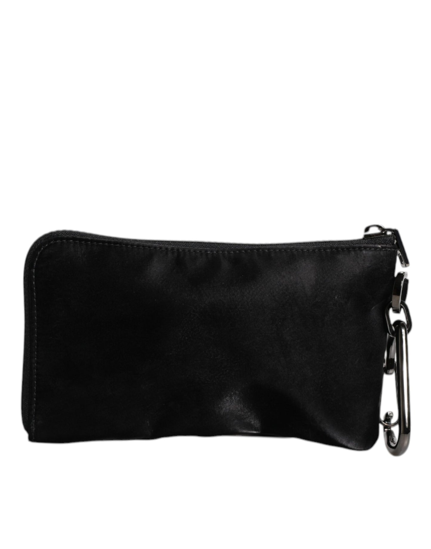 Dolce &amp; Gabbana – Schwarze Clutch aus Nylon mit Schlüsselanhänger und Logo-Plakette