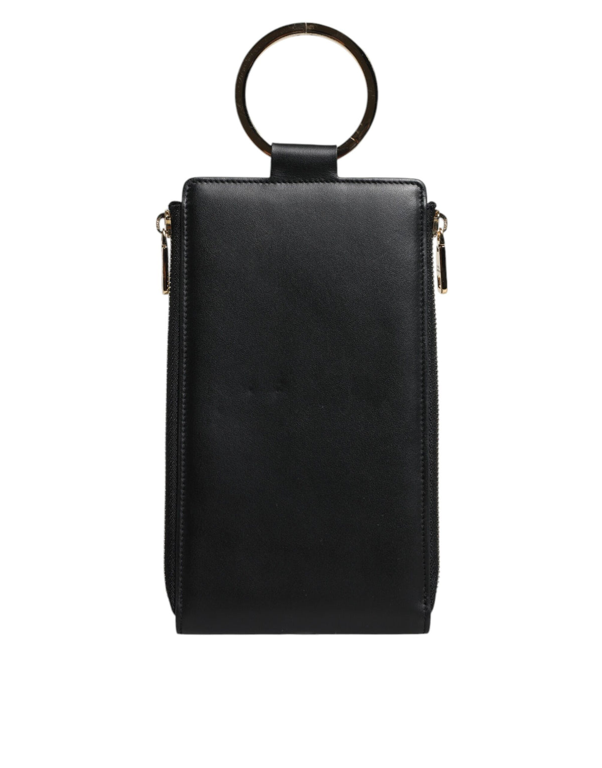Dolce &amp; Gabbana – Karten- und Münzgeldbörse mit Logo-Schild aus schwarzem Leder