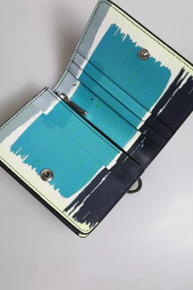 Dolce &amp; Gabbana Mehrfarbige Brieftasche mit zweifach faltbarem Kartenetui aus Leder mit DG-Logo