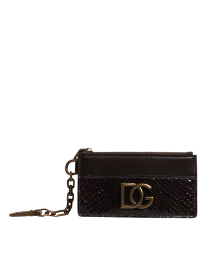 Dolce &amp; Gabbana – Kartenetui aus exotischem Leder mit DG-Logo in Braun