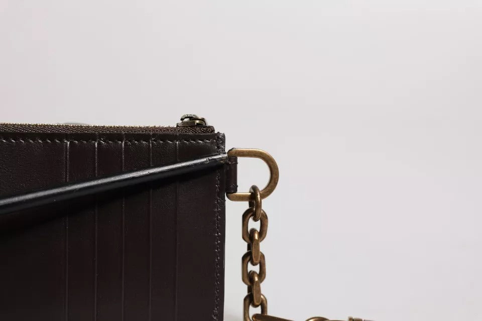 Dolce &amp; Gabbana – Kartenetui aus exotischem Leder mit DG-Logo in Braun