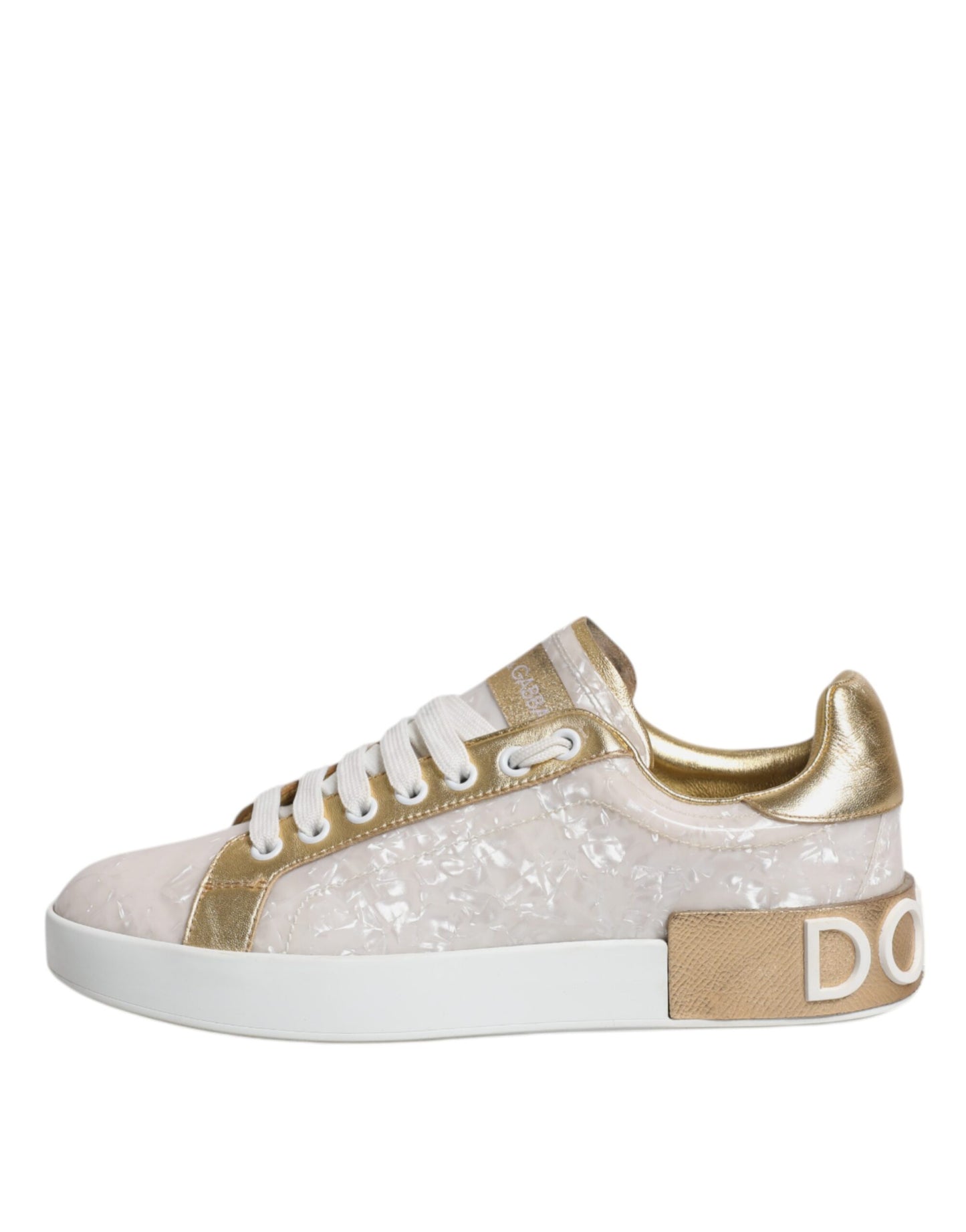 Dolce &amp; Gabbana Weiße Portofino Perlmutt Sneakers Freizeitschuhe