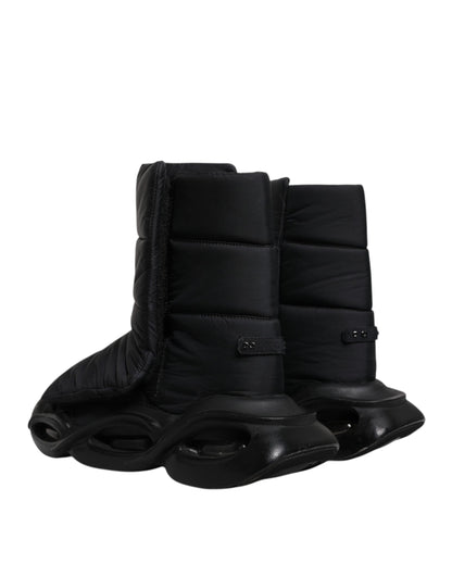 Dolce &amp; Gabbana – Schwarze Slip-On-Sneaker mit Wellensteppung